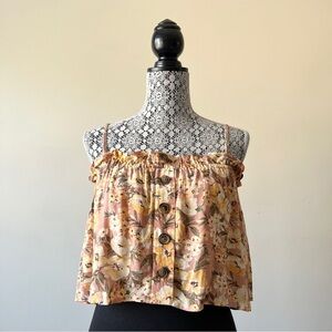 American Eagle Outfitters Floral Cropped Tank Top Size S